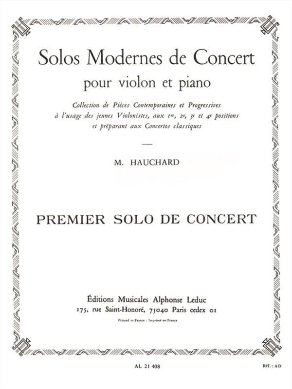 M. Hauchard: Solos modernes de Concert No.1 (1ère Position) (Violin & Piano)