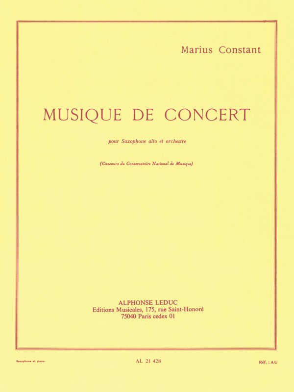Marius Constant: Musique de Concert (Saxophone-Alto & Piano)