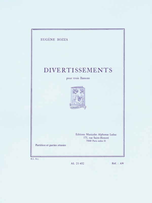 Eugène Bozza: Divertissements (Bassoons 3)