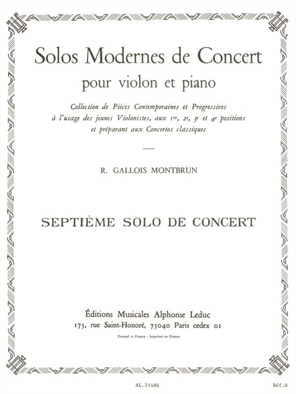 Raymond Gallois-Montbrun: Solos modernes de Concert No.7 (Violin & Piano)