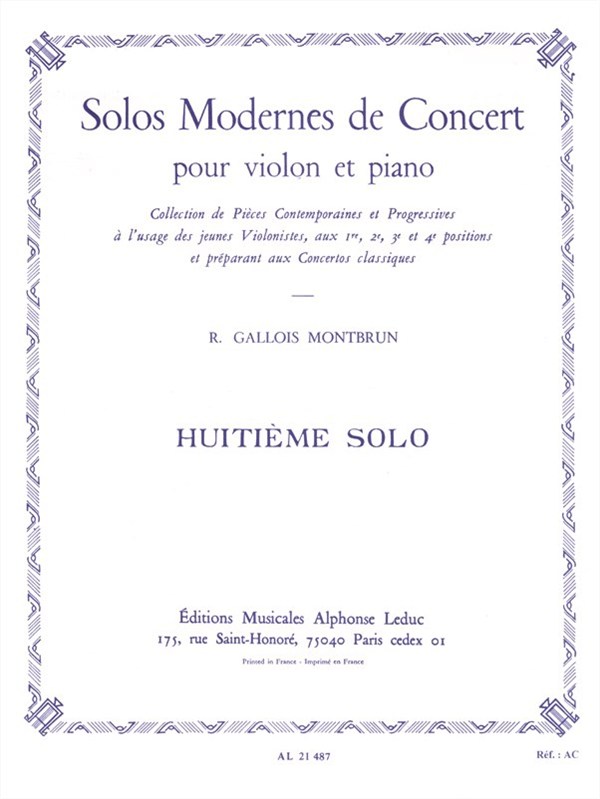 Raymond Gallois-Montbrun: Solos modernes de Concert No.8 (Violin & Piano)