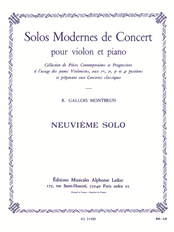 Raymond Gallois-Montbrun: Solos modernes de Concert No.9 (Violin & Piano)