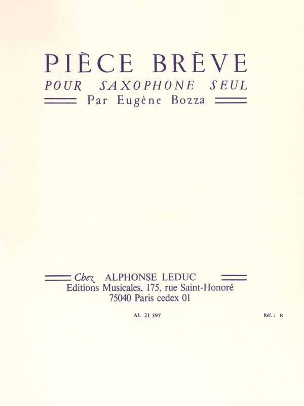 Eugène Bozza: Pièce brève (Saxophone solo)
