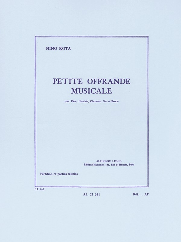 Nino Rota: Petite Offrande Musicale (Wind Quintet)