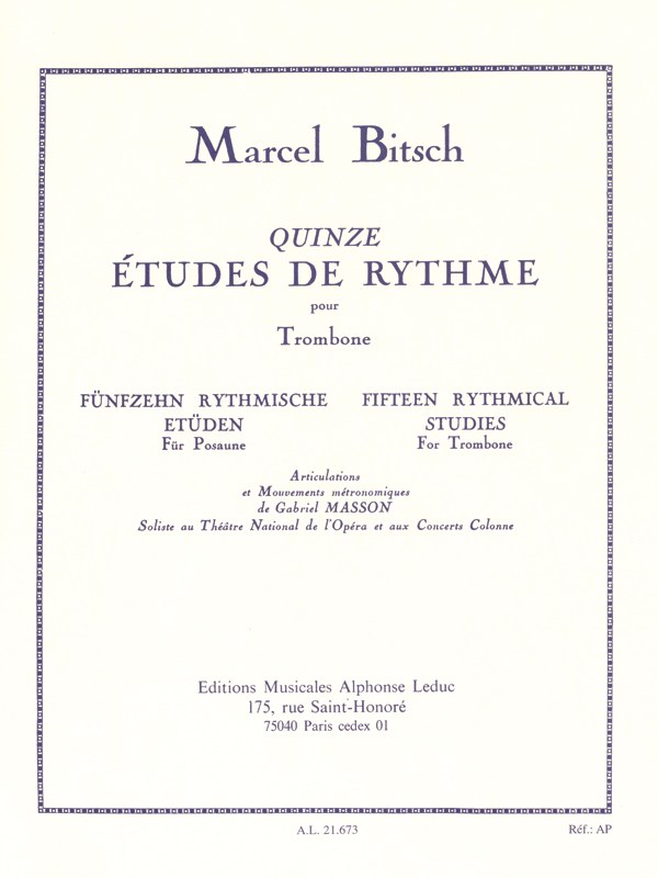 Marcel Bitsch: 15 Etudes de Rythme (Trombone solo)