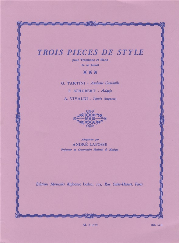Various Composers: 3 Pièces de Style (Trombone & Piano)