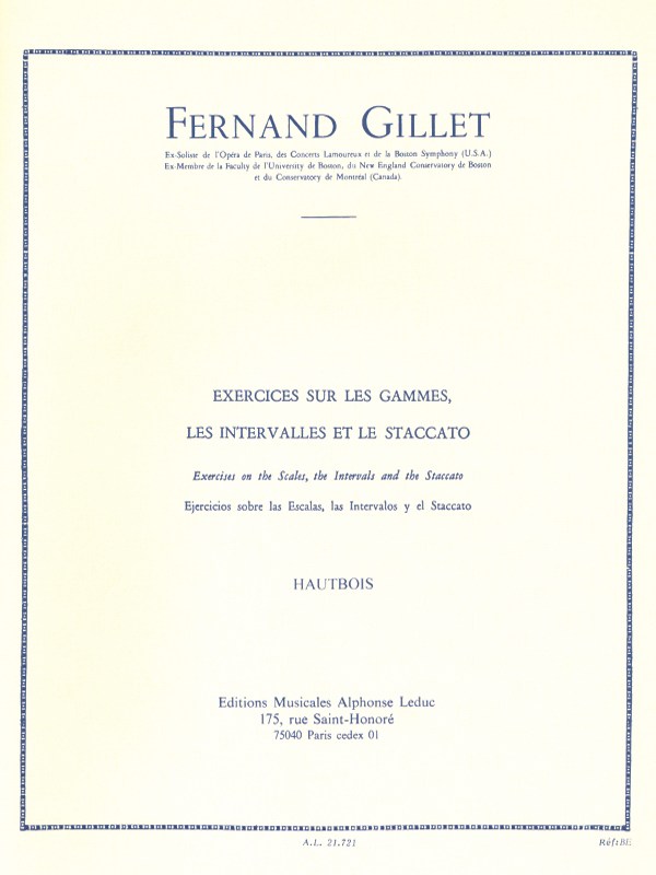Ferdinand Gillet: Exercices sur les Gammes, les Intervalles et les Staccato (Oboe solo)