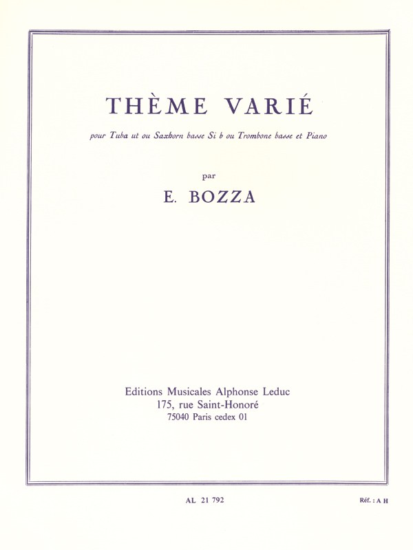Eugène Bozza: Thème Varié (Bass Trombone and Piano)