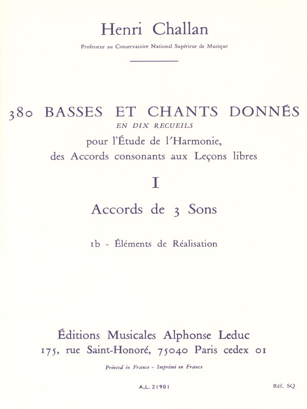Henri Challan: 380 Figured Bass Exercises (1b)