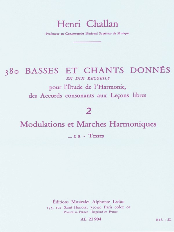 Challan 380 Basses Et Chants Donnes 2 Modulations Marches 2a Textes Bk