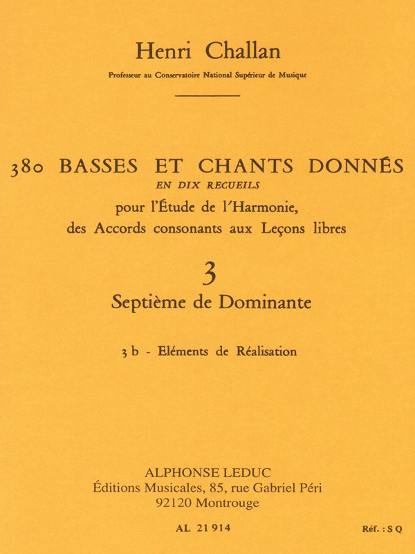 Henri Challan: 380 Basses et chants donnés - Volume 3, Septièmes de Dominante - 3b