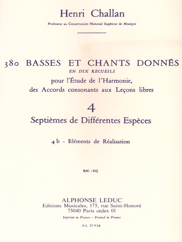 Challan 380 Basses Et Chants Donnes 4 Septiemes Diff Espece 4b Real Bk