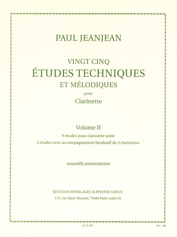 Paul Jeanjean: 25 Etudes techniques et mélodiques Vol.2 (Clarinet solo)