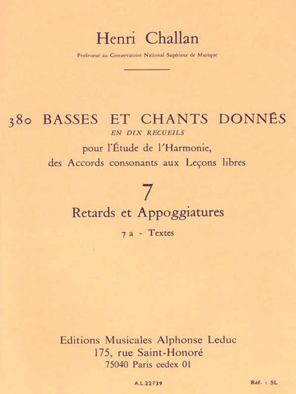Henri Challan: 380 Figured Bass Exercises (7a)