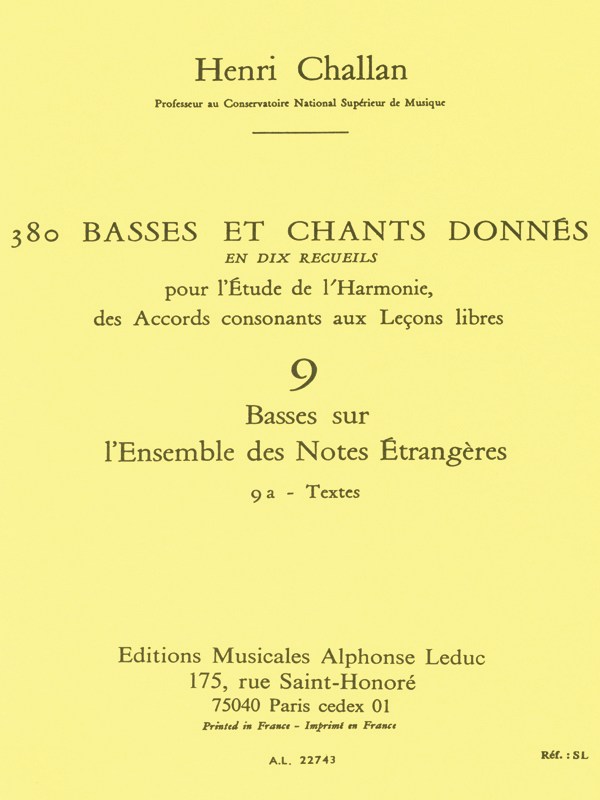 Henri Challan: 380 Figured Bass Exercises (9)
