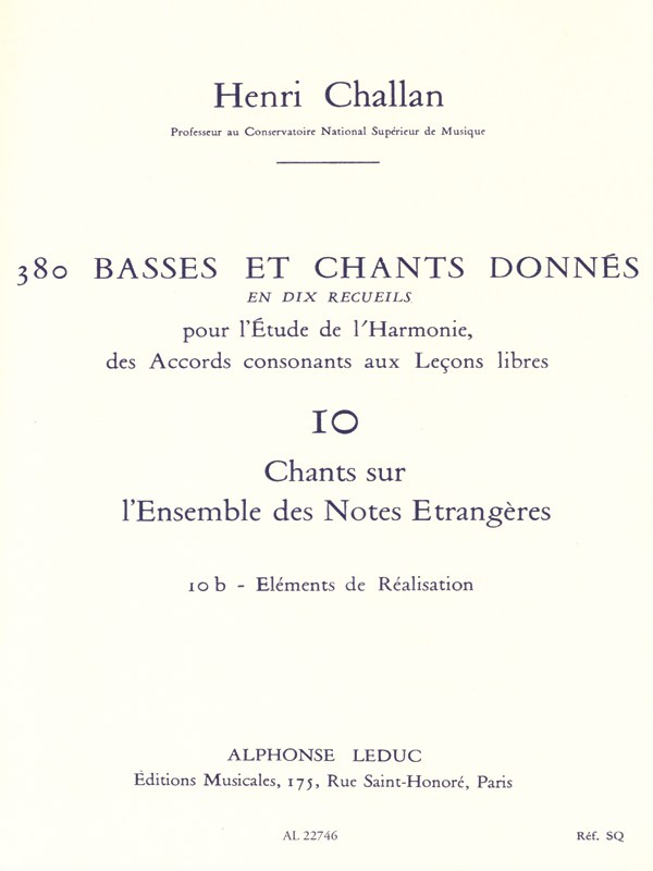 Challan 380 Basses Et Chants Donnes Vol 10 Chants Sur Notes 10b Voice