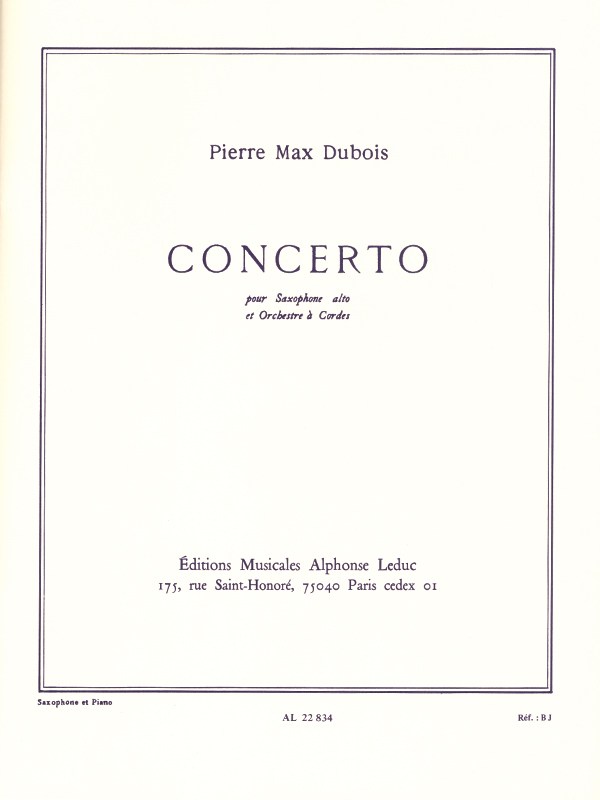 Pierre Max Dubois: Concerto No.1 (Saxophone-Alto & Piano)