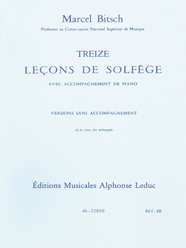 Bitsch 13 Lecons De Solfege En 5 Cles Melangees Sans Accomp Book