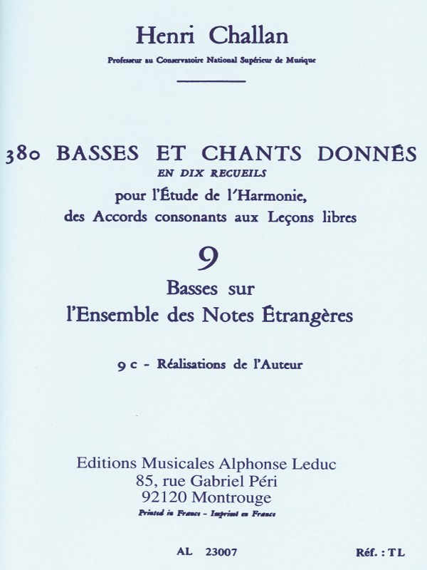 Henri Challan: 380 Figured Bass Exercises (9c)
