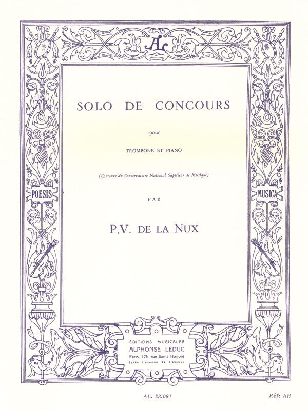P.V.de la Nux: Solo de Concours (Trombone and Piano)