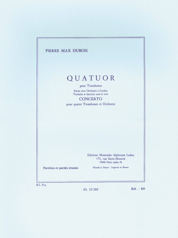 Pierre Max Dubois: Quatuor (Trombones 4)