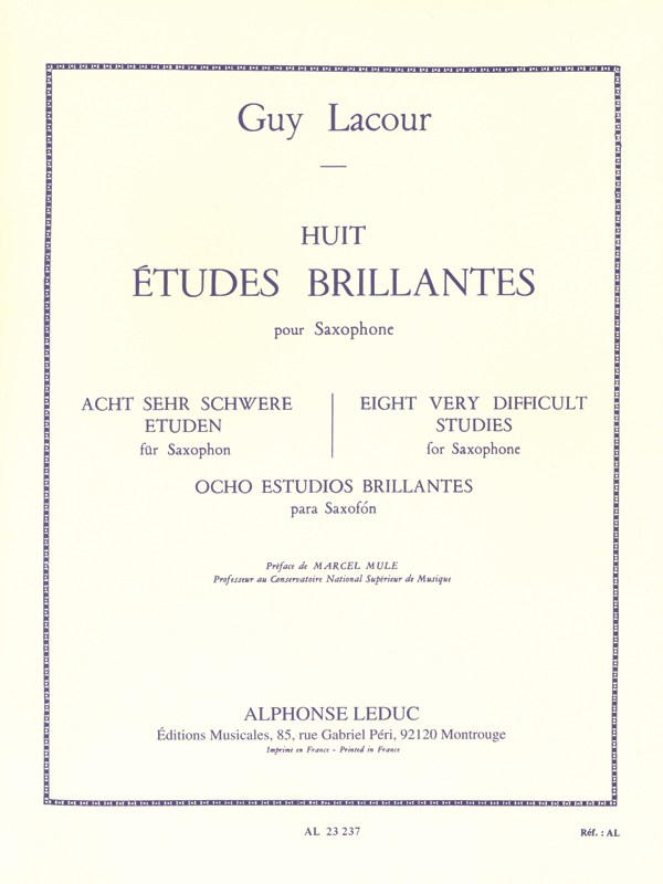 Guy Lacour: 8 Etudes brillantes (Saxophone solo)