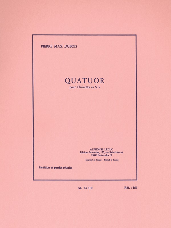 Pierre Max Dubois: Quatuor (Clarinets 4)