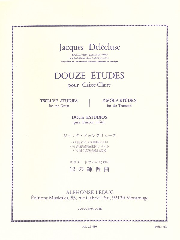 Jacques Delécluse: Douze Etudes Pour Caisse Claire
