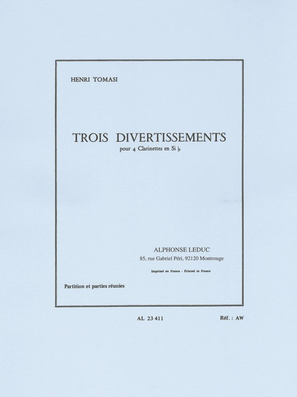 Henri Tomasi: 3 Divertissements (Clarinets 4)