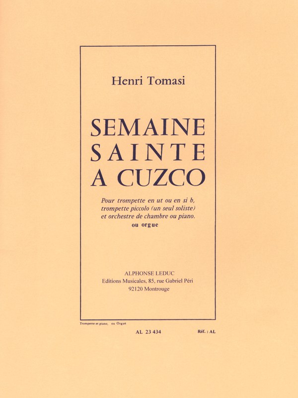 Henri Tomasi: Semaine sainte à Cuzco (Trumpet & Piano or Organ)