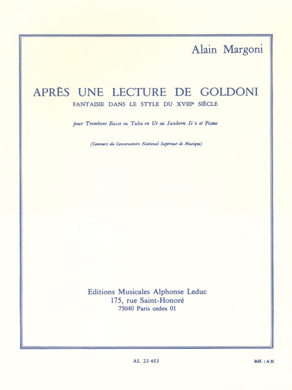 Alain Margoni: Apres Une Lecture De Goldoni