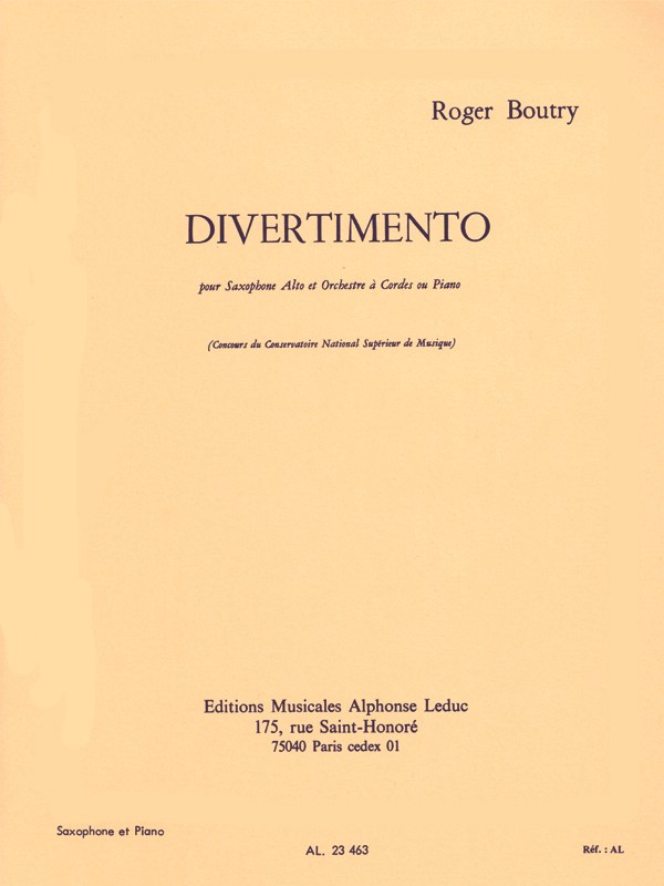 Roger Boutry: Divertimento (Alto Saxophone/Piano)