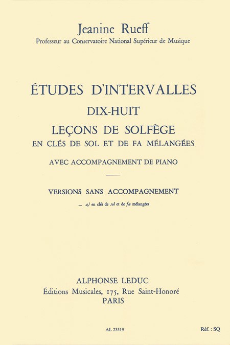 Rueff: études d intervalles 18 lecons de solfege 2 cles version à sans acct
