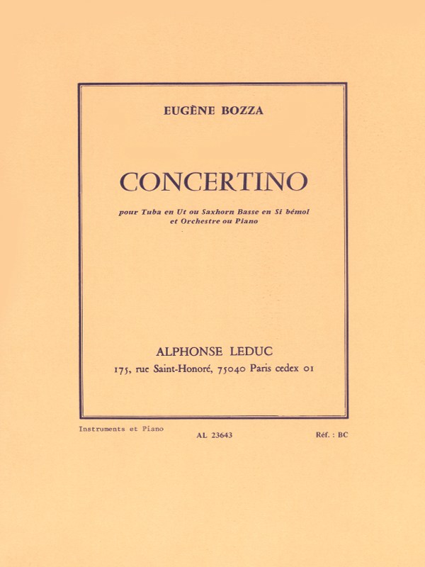 Eugène Bozza: Concertino (C or B flat) (Tuba & Piano)