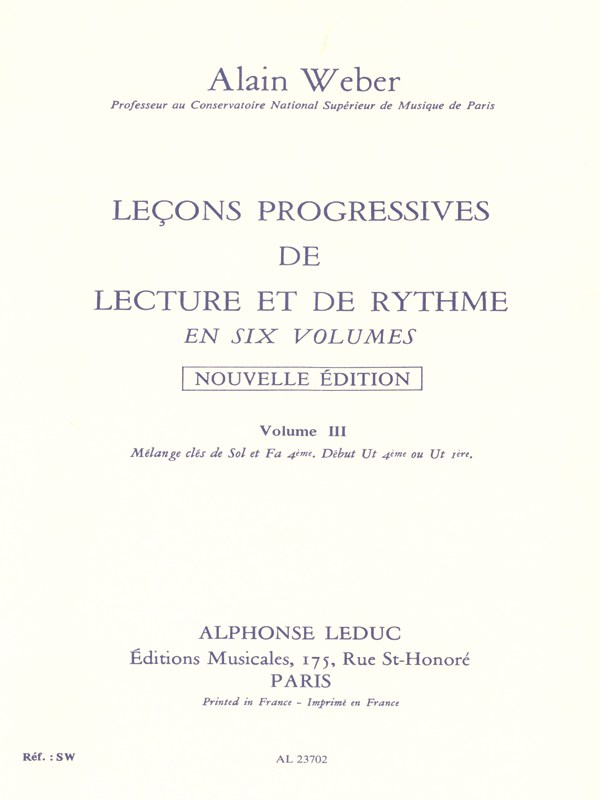 Alain Weber: Progressive Lessons in Theory and Rhythm (Volume 3)
