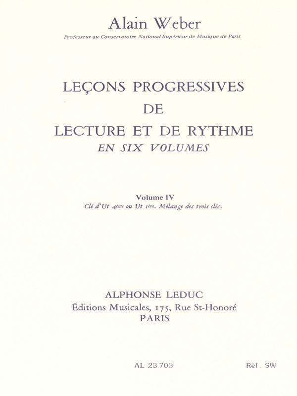 Alain Weber: Progressive lessons of reading and rhythm - Volume 4