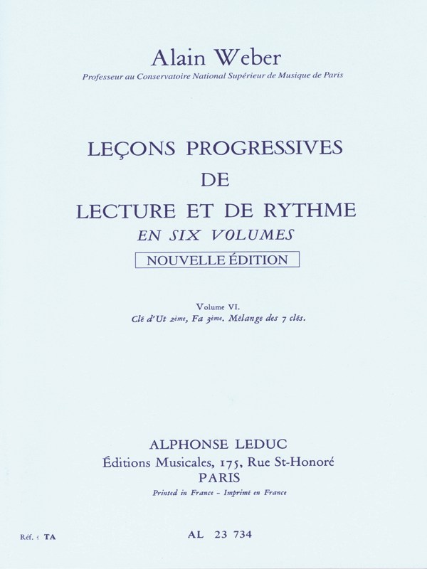 Weber Lecons Prog Lecture Et Rythme Vol 6 Ut 2eme Fa 3eme S Acc Bk