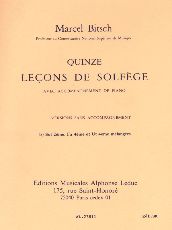 Bitsch 15 Lecons De Solfege 3 Cles Melangees Vers B Sns Accompagnement