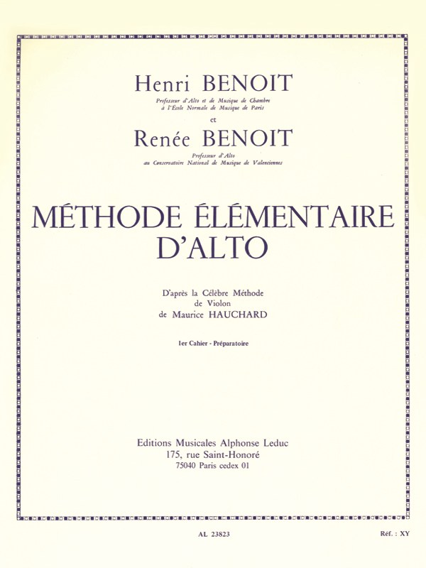 H.R. Benoît: Méthode élémentaire Vol.1 (Viola solo)