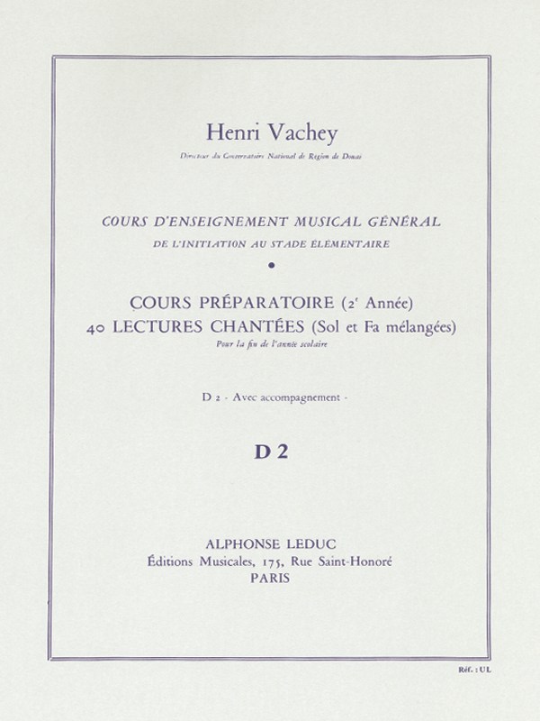 Vachey Cours Enseignt Musical General 2eme Annee Prep Fin A Ac D2 Book
