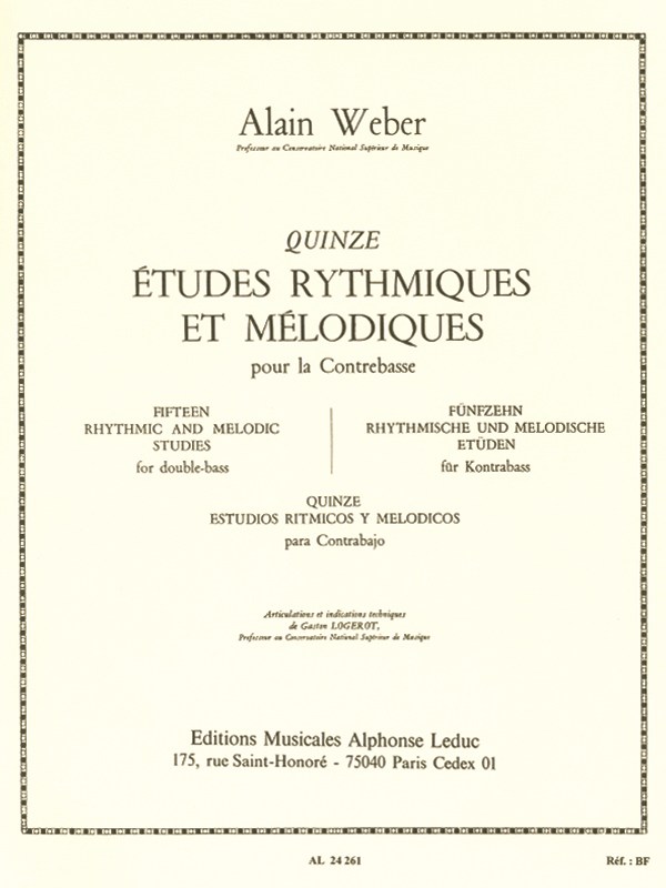 Alain Weber: 15 Etudes rythmiques et mélodiques (Double Bass solo)
