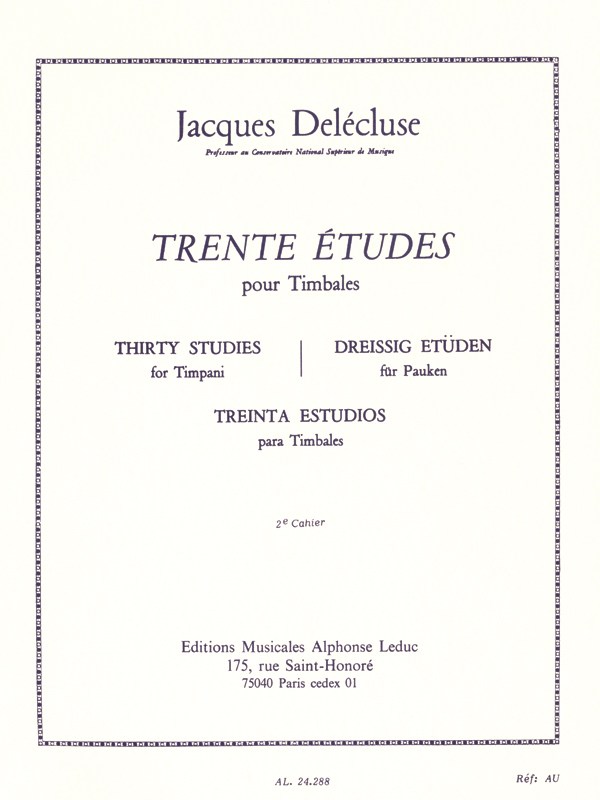 Jacques Delécluse: 30 Etudes pour Timbales Vol.2 (Percussion solo)