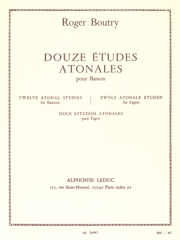 Roger Boutry: 12 Etudes atonales (Bassoon solo)