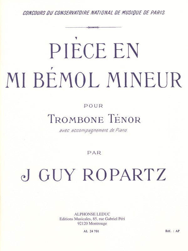 Joseph-Guy Ropartz: Pièce in E flat minor (Trombone & Piano)