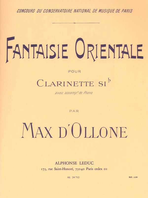 Max d' Ollone: Fantaisie orientale (Clarinet & Piano)