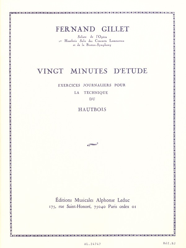 Ferdinand Gillet: 20 Minutes d'Etude (Oboe solo)