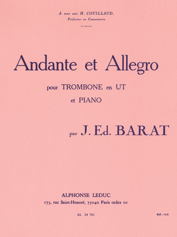 Jacques Ed. Barat: Andante et Allegro (Trombone & Piano)