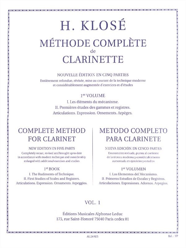 Hyacinthe E. Klosé: Méthode complète Vol.1 (Clarinet solo)