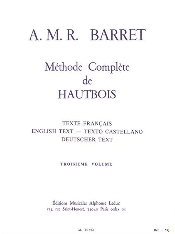 A.M.R. Barret: Méthode complète Vol.3 (Oboe solo)