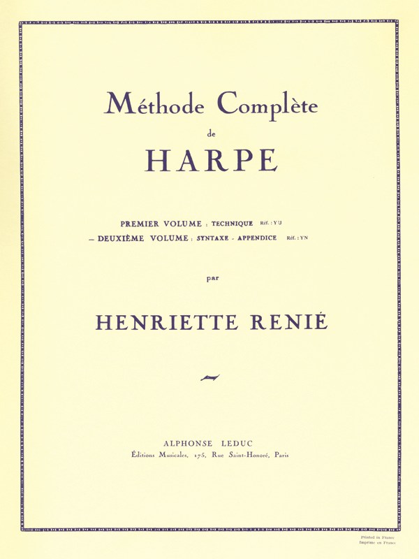 Renie Henriette Methode De Harpe Volume 2 Harp Book French